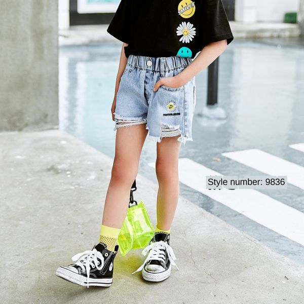 

u1ov3 beibei says 2020 spring summer new girls' all-match western style middle and older children's baby and shorts girls' le, Blue