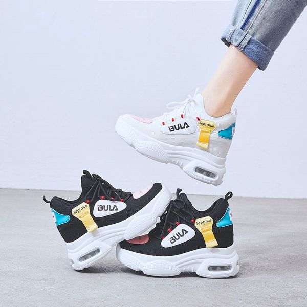 

selling ladies new mesh sports shoes comfortable wicking breathable ladies vulcanized shoes lightweight thick-soled shoes