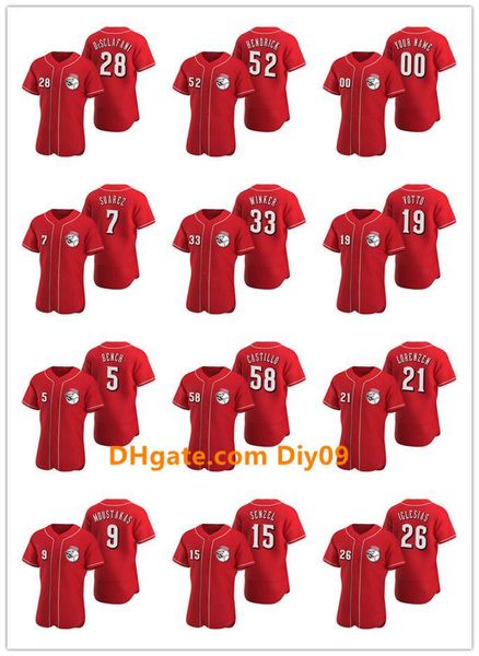 

cincinnati reds men women youth 19 joey votto 5 johnny bench scarlet authentic 2020 alternate baseball jersey, Black