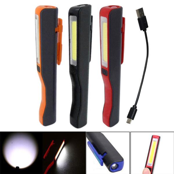 

flashlights torches mini cob led pen light clip magnet usb rechargeable work torch lamp clh@8