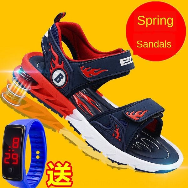 

boys' boys' new 2020 primary school students' handsome medium and large children's soft bottom and sandals sandals, Black;red