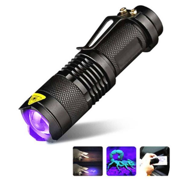 

flashlights torches portable uv ultraviolet led light zoom mini torch money detector scorpion 14500 battery waterproof lamp