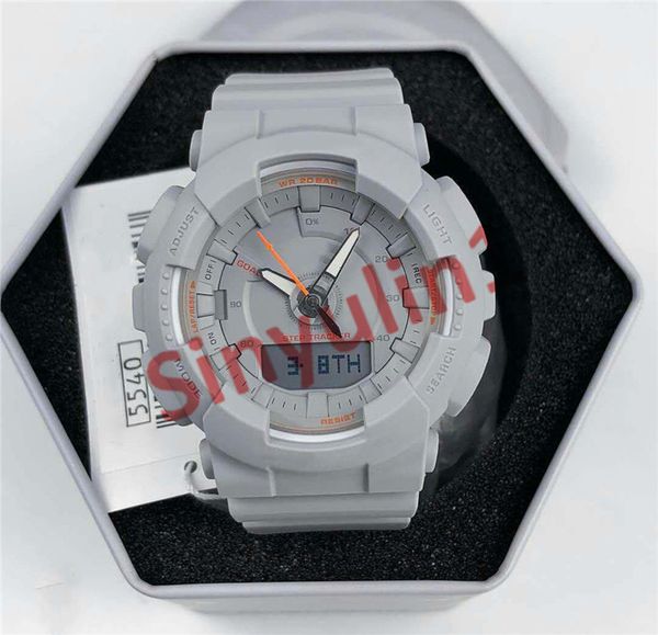 

new brand men's g wristwatch luxury sport men watch japan movement quatz dual gmt digital watch shock resistant waterproof clock drop s, Slivery;brown