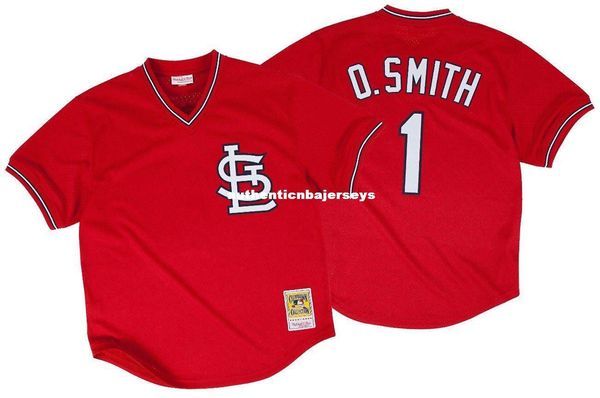

ozzie smith st. louis #1 mitchell & ness retro 1996 red bp jersey, Gray