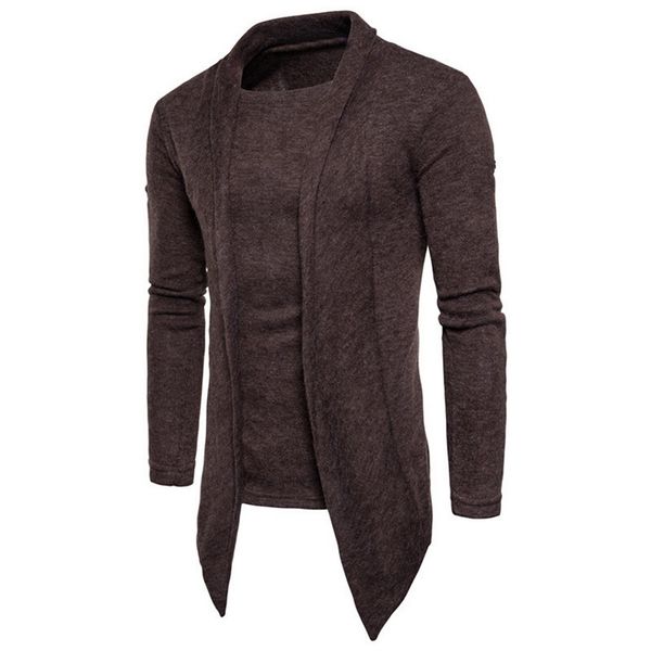 

2020 autumn fashion cardigan male fashion fake two piece sweater casual warm homme mens clothes, White;black