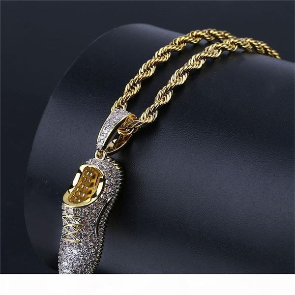 

хип-хоп ювелирные изделия мужские ожерелья iced out обувь ожерелье с золотой цепи micro асфальтовая кубический циркон мода мужчины женщины с, Silver