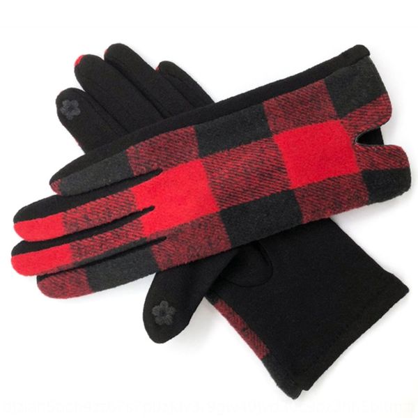 

new woolen plaid warm and fashionable velvet european style gloves warm cold-proof women's gloves