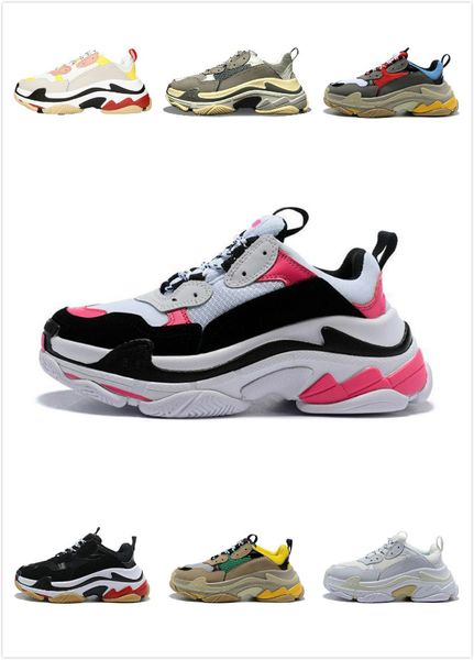 

2020 triple s casual shoes black thick-soled flat shoes tennis height increasing men women paris platform old dad sneakers