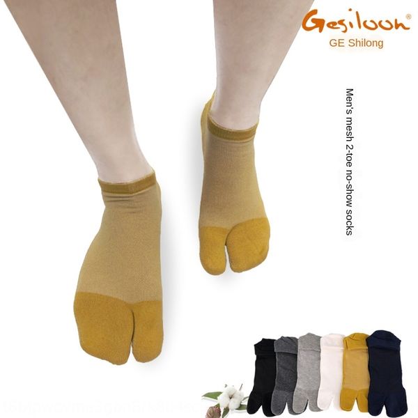 

spring-summer men's new cotton tabi dividing toe mu ji wa liang zhi sandals ankle sock cotton socks ankle sock wa thong sandals socks, Black