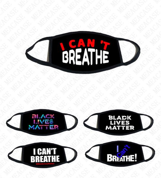 

i can't breathe print face mask designer black lives matter women men mouth cover summer dustproof mask sports cycling masks d72301, Blue