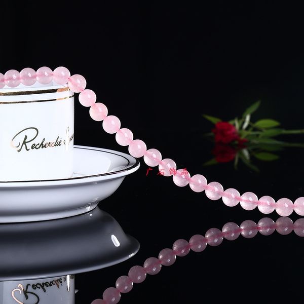 

sy9vy rose quartz pink pink powder crystal crystal chalcedony round beads loose beads natural chalcedony plus color lotus powder semi-finish, Silver