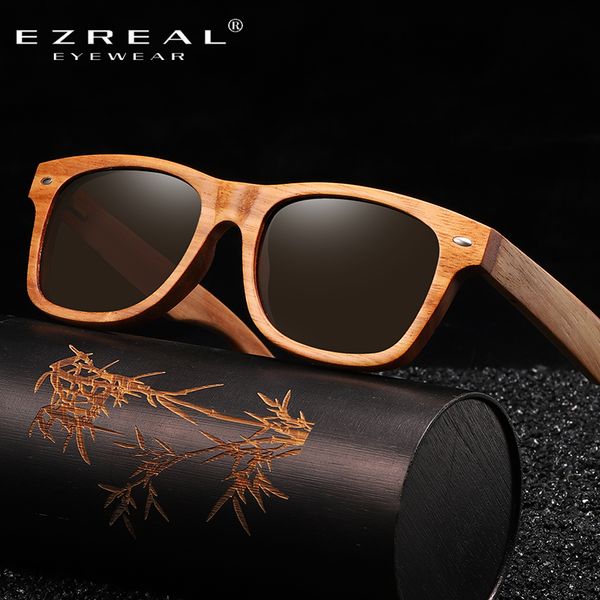 

ezreal natural wood sunglasses polarized wooden sunglasses uv400 wooden brand with box, White;black