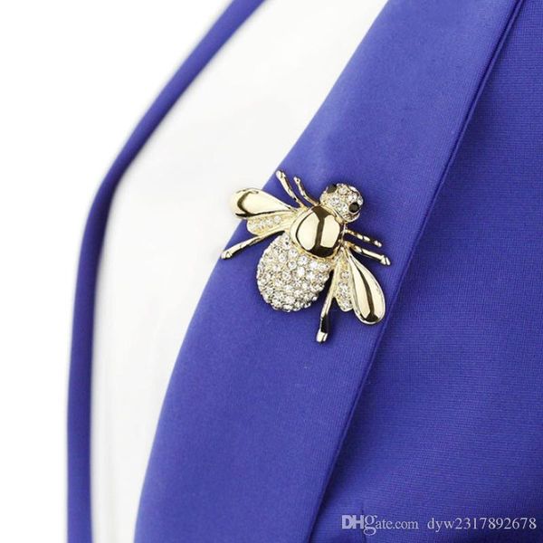 

aimei bee brooches insect brooch crystal rhinestone pin women and men jewelry cute small badges fashion jewelr 002, Gray