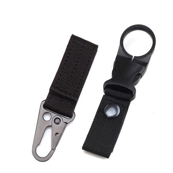 

outdoor tactical belt buckles nylon braided alloy key chain high strength bottle buttons, Black;brown