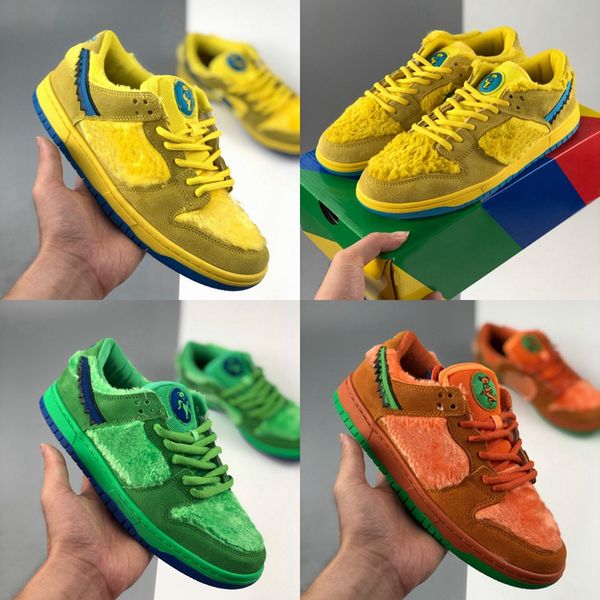 

grateful dead x sb dunk low pro mens running shoes dancing bears skateboard sport sneakers women yellow orange green three bear chaussures