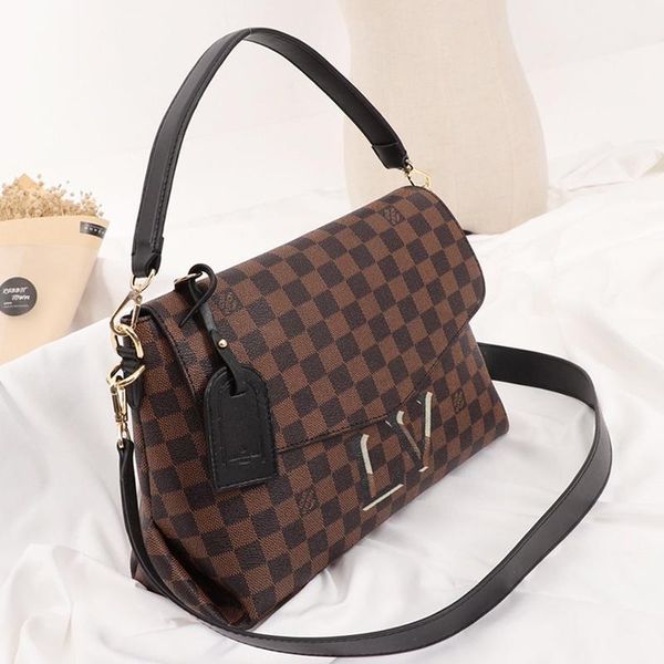 

women bags vintage bolsas zipper plaid design leather shoulder crossbody designer luxury lady handbags handle totes messenger bags
