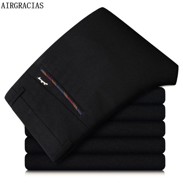 

airgracias new trousers men dark color classic men's long trousers pant male business suit pants size 28-38, Black