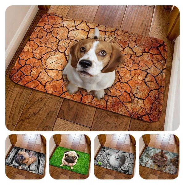 

cute 3d dog door mat grass ground cat carpet flannel entrance floor decoration absorption room carpet