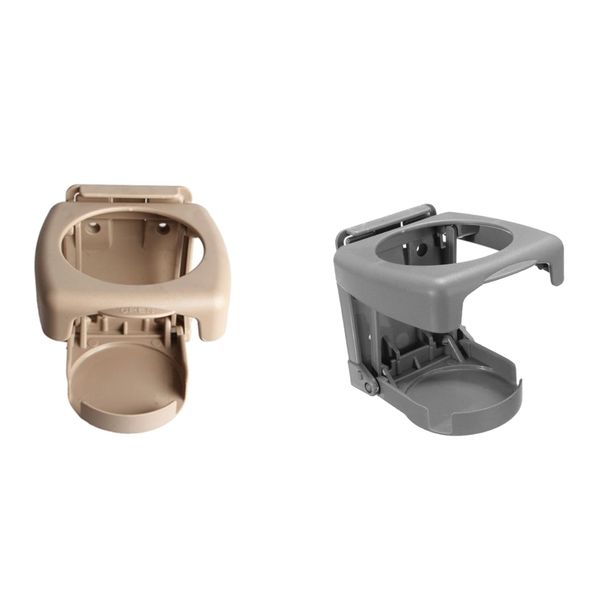 

2 pieces gray+beige car folding fodable drink holder cup stand easy to clean