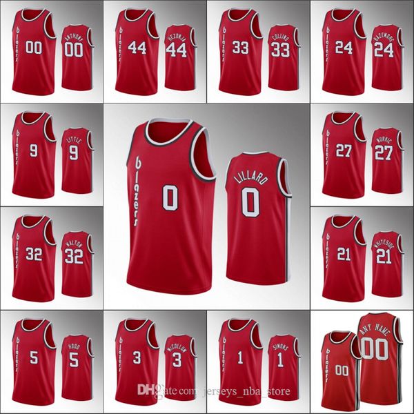 

portland trail blazers men c.j. mccollum damian lillard carmelo anthony 50th anniversary retro nba red custom jersey, Black;red