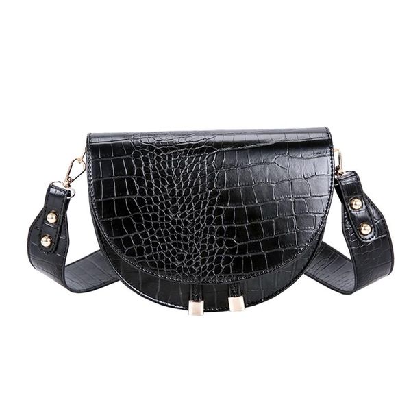 

women bag elegant crocodile pattern crossbody bag for women half round solid pu leather luxury handbag designer shoulder