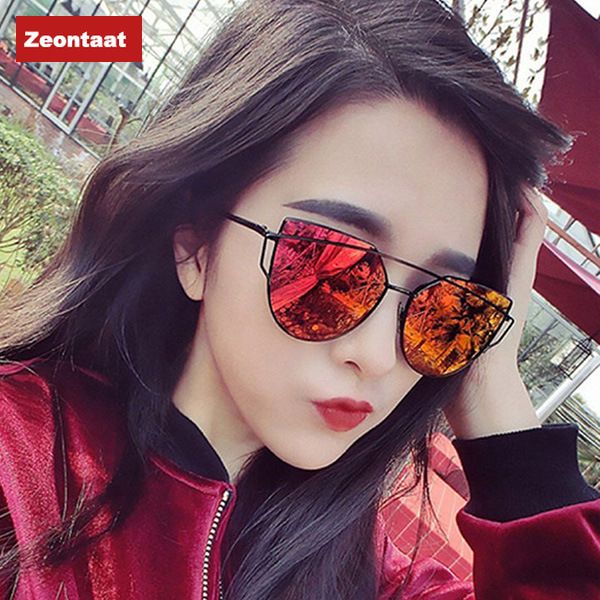 

2020 zeontaat new fashion sunglasses trendy colorful reflective sunglasses wild frog mirror, White;black