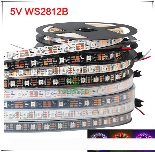 

5m 60 leds m ws2812b ws2812 pixels white pcb waterproof ws2811 ic 5050 rgb smd digital color flexible led strip light 5v