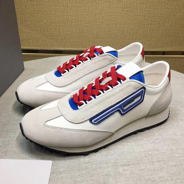 

fashion classic suede and nylon sneakers mens shoes autumn and winter soft footwears casual low lace -up men shoes chunky sneakers, Black