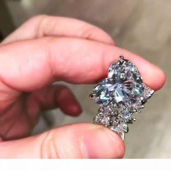 

k 2020 new arrival ins selling vintage jewelry couple rings 925 sterling silver pear cut white z cz diamond women wedding brida, Slivery;golden