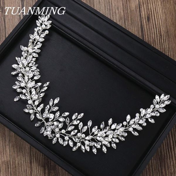 

rhinestone crystal headband bride hair accessories women crystal pearl headband wedding bride hairband head jewelry t200522, Slivery;golden