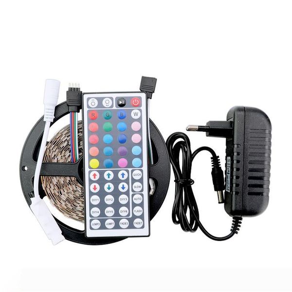 

5050 led strip 5m 300led smd rgb 60led m lamps dc12v 2835 rgb flexible light + 44key ir remoter + 3a power lighting