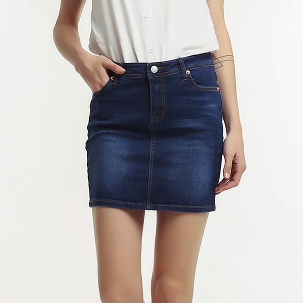 

new arrivals 2020 large size stretch summer slim hip denim mini skirt, Black