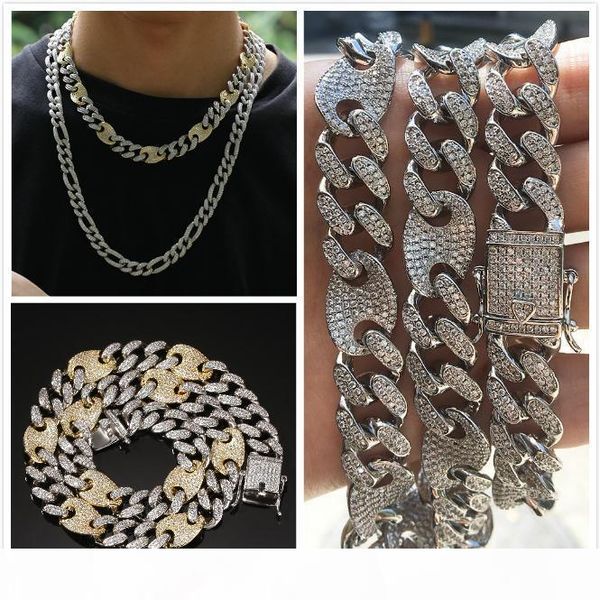 

персонализированный белое золото 2 цвет алмазного mens silver chain iced out кубинского link колье длинного ожерелье кубический цирконий юве