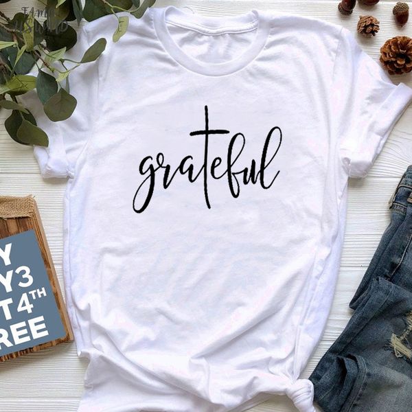 

grateful christian t shirt faith hope love tshirt jesus thankful blessed women shirts cotton casual girl tumblr drop ship, White