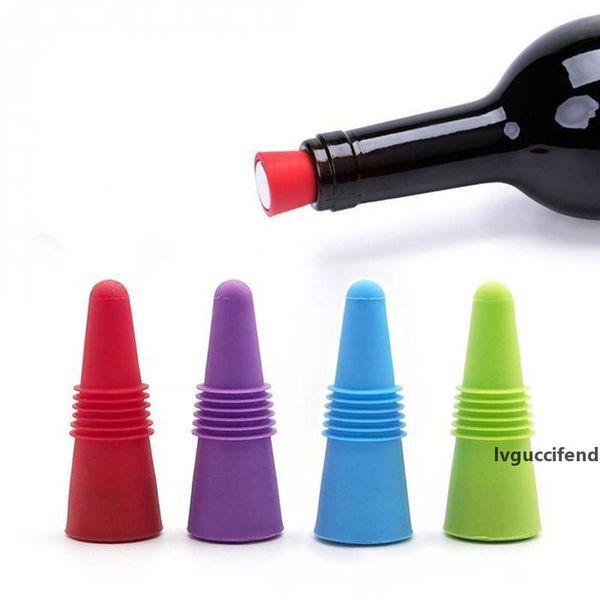 

reusable silicone wine bottle sers grip stainless steel silicone liquor beer beverage bottle ser bar tools mix color hh7-835