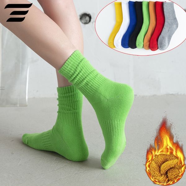 

lmcrj women's cotton wool solid color middle tube warm stockings stockings long tube high-cotton socks thickened warm towel bottom long, Pink;yellow