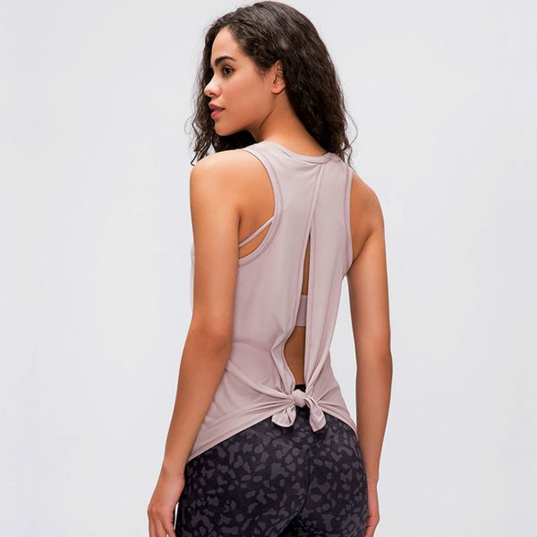 

yoga outfits nwt activewear naked-feel athletic vest s open back tank stretch blouse sport fitness loose top, White;red