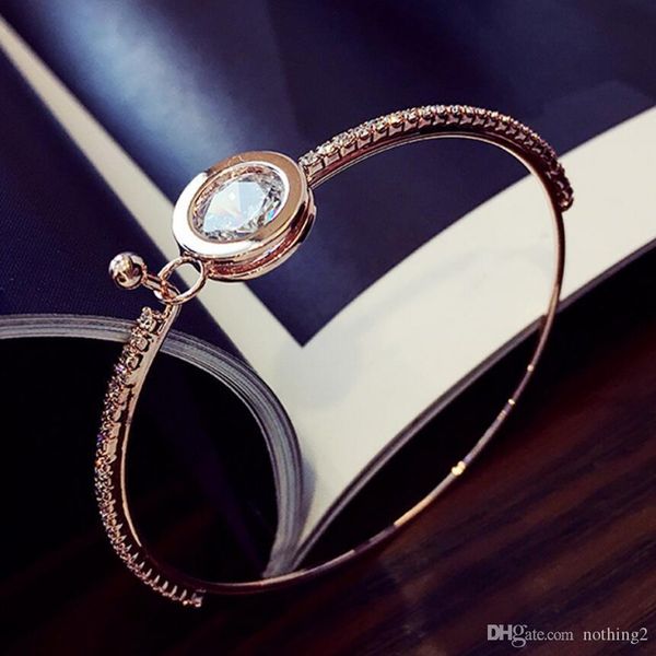 

designer jewelry crystal bracelets circle round crystal bangles for women simple classic fashion of shipping, Black