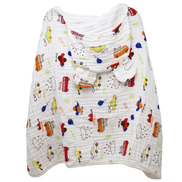 

six-layer cotton gauze cloak bathrobe bath towel children's bath towel with hat cape absorbent cartoon soft baby bathrobe newborn