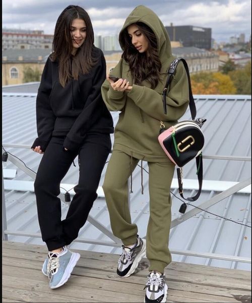 

women tracksuit suit hoodie sweatshirt+pant jogging femme marque survetement sportswear 2pc set 4 color, White