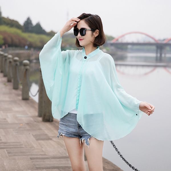 

jbh4k women's sunscreen shawl multifunctional air conditioning room bicycle sunshade cloak cloak korean style all-match sunshade cyclin, Blue;gray