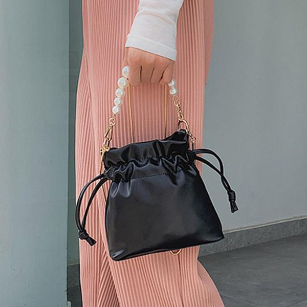 

for fashion small bag messenger pu bag chain handbags shoulder bucket pearl 2020 flap leather bags women women crossbody bags wphpl, Red;black