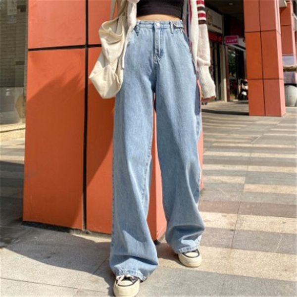 

woman jeans high waist clothes wide leg denim clothing blue streetwear vintage quality 2020 fashion harajuku straight pants