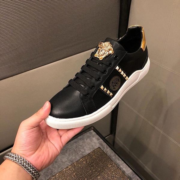 

2020q luxury custom embroidery fashion wild lace-up casual men's shoes, fashion party shoes outdoor sports shoes, size: 38-45, Black