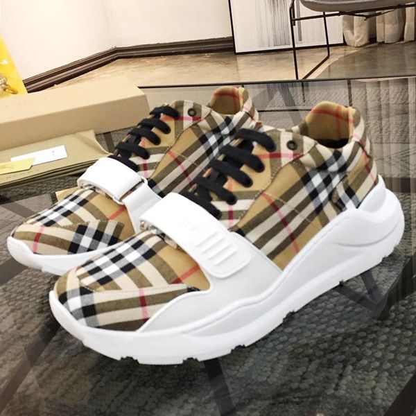

new men shoes fashion vintage check cotton suede ,neoprene and leather sneakers luxury chaussures pour hommes mens shoes sports low sale