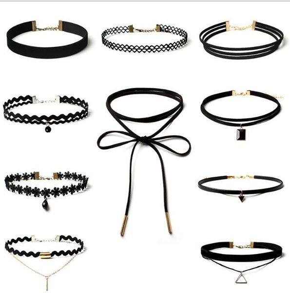 

choker necklace black lace velvet strip woman collar party jewelry neck accessories chokers handcrafted chain necklace gd394, Golden;silver