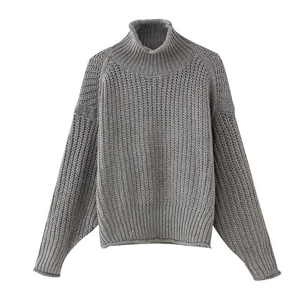 

2020 autumn women's new temperament loose curling high collar long sleeve warm thick line sweater pullover sweater, White;black