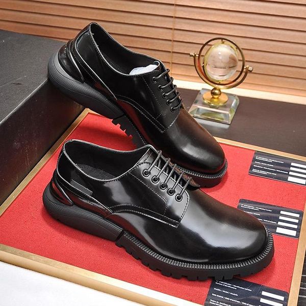 

new arrival derby shoes mens shoes sale british style leather dress for male wedding formal flats round toe lacing office work shoes, Black