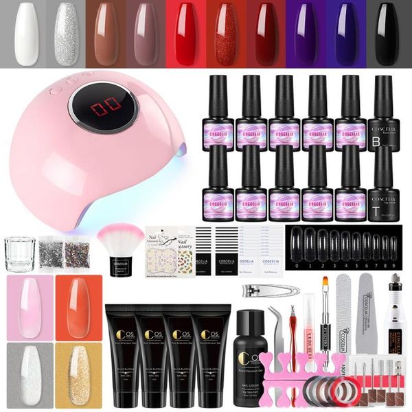 

nail art kits coscelia set with gel polish manicure for extention uv led lamp dryer electric drill tools kit