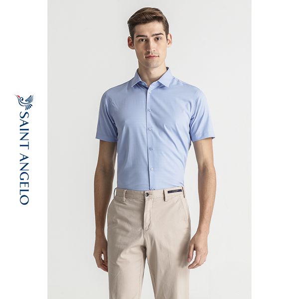 

happy bird brand new summer men's business casual short sleeve shirt slim square collar youth professional shirt, White;black